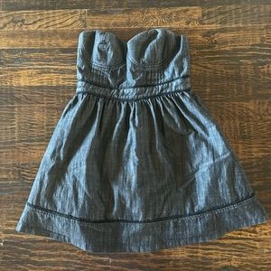 Dark blue strapless dress